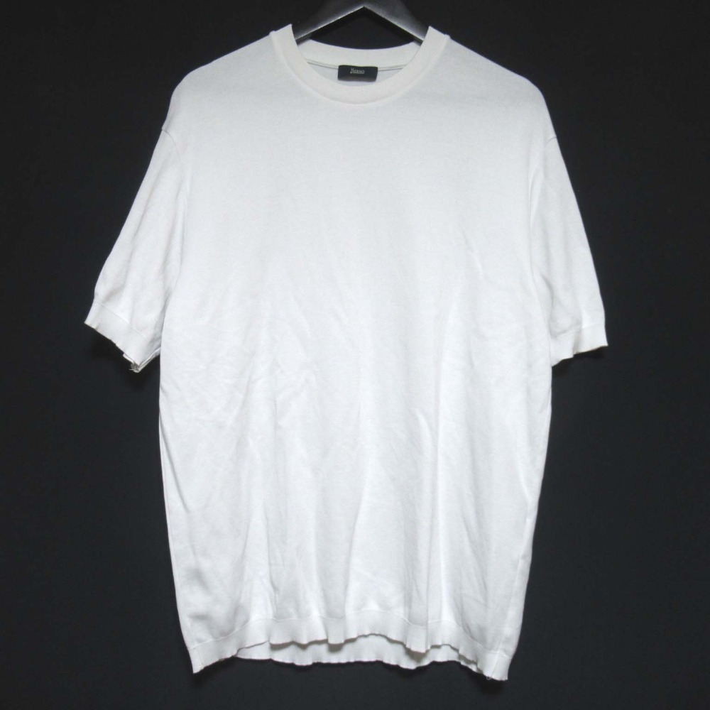 【中古】美品 25SS HERNO ヘルノ ジャージニットエフェクト S/S クルーネック カットソー 半袖 Tシャツ JG000206U サイズ54 ホワイト メンズ Luxs ブランド古着のリュクス