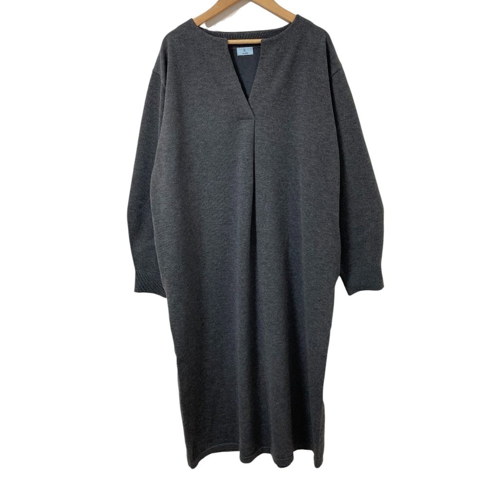 【中古】未使用 25AW 組曲 KUMIKYOKU キーネックニット ワンピース 大きいサイズ5 グレー レディース Luxs ブランド古着のリュクス