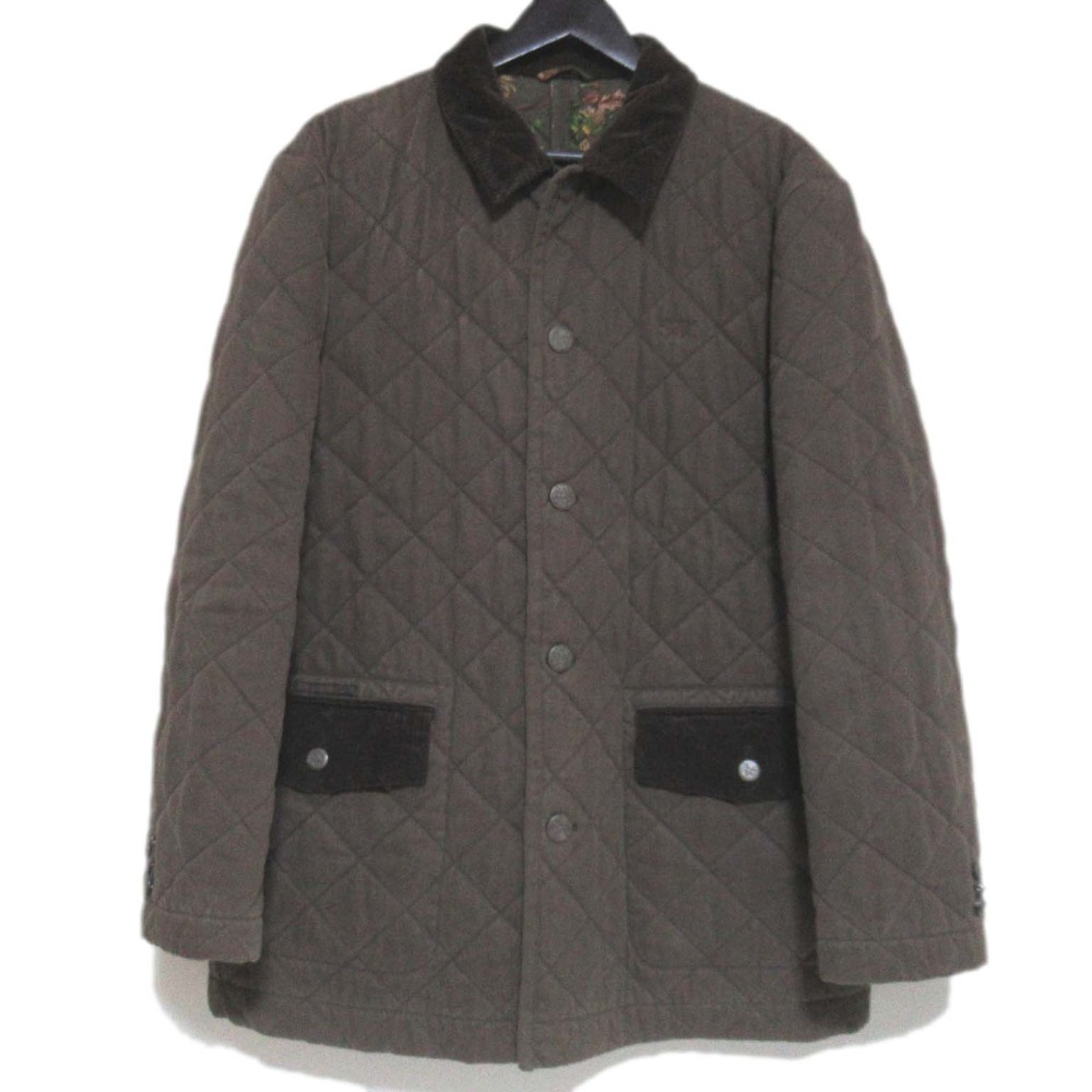 【中古】良品 Papas パパス 襟コーデュロイ パデッド キルティングジャケット 48 Mサイズ ブラウン メンズ Luxs ブランド古着のリュクス｜Luxs（ブランド古着のリュクス）