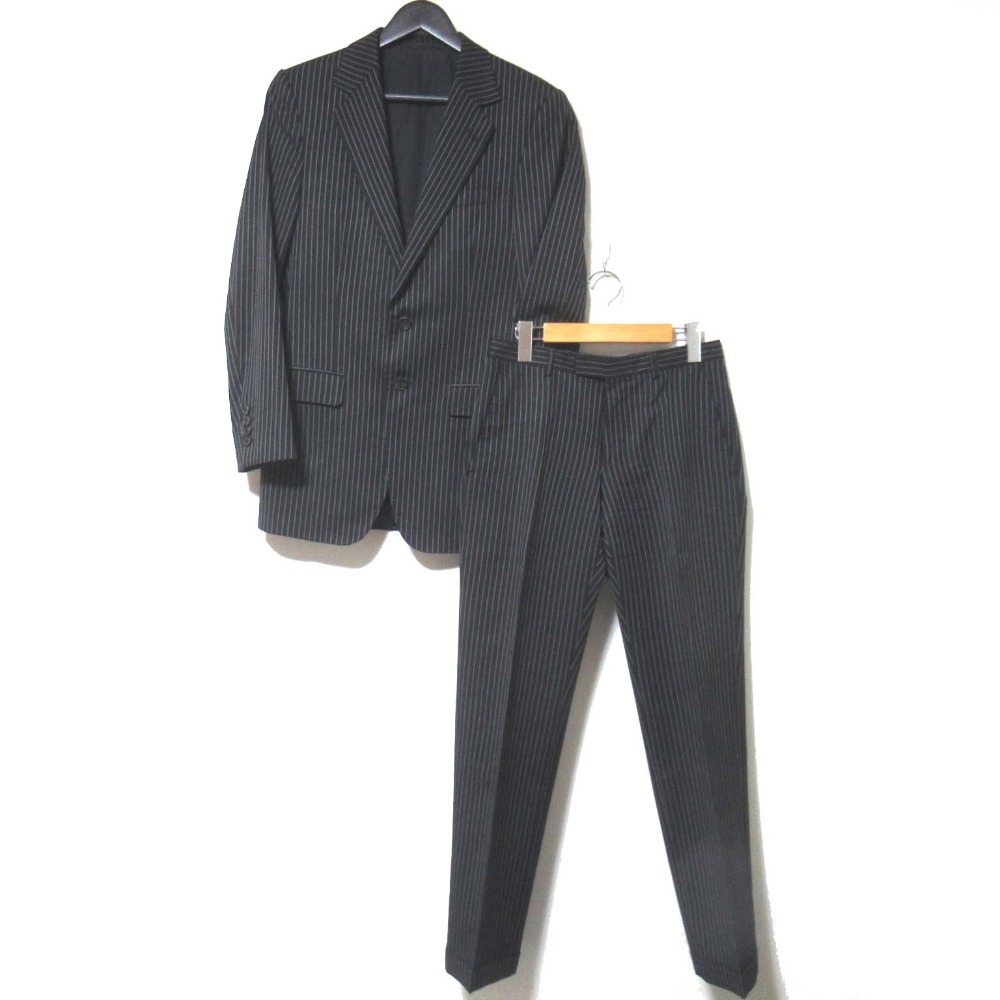 【中古】 GUCCI グッチ トムフォード期 ピンストライプ テーラードジャケット+スラックスパンツ スーツ セットアップ 44R ブラック メンズ Luxs ブランド古着のリュクス
