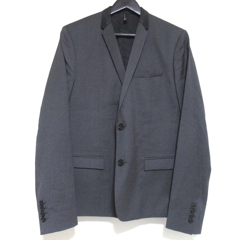 【中古】 DIOR HOMME ディオールオム シングル パデッド スモーキングジャケット テーラードジャケット サイズ48 グレー メンズ Luxs ブランド古着のリュクス