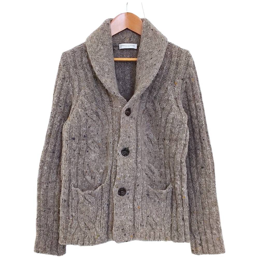 【中古】良品 roberto collina ロベルトコリーナ ショールカラー ニットカーディガン サイズ46 グレー メンズ Luxs ブランド古着のリュクス