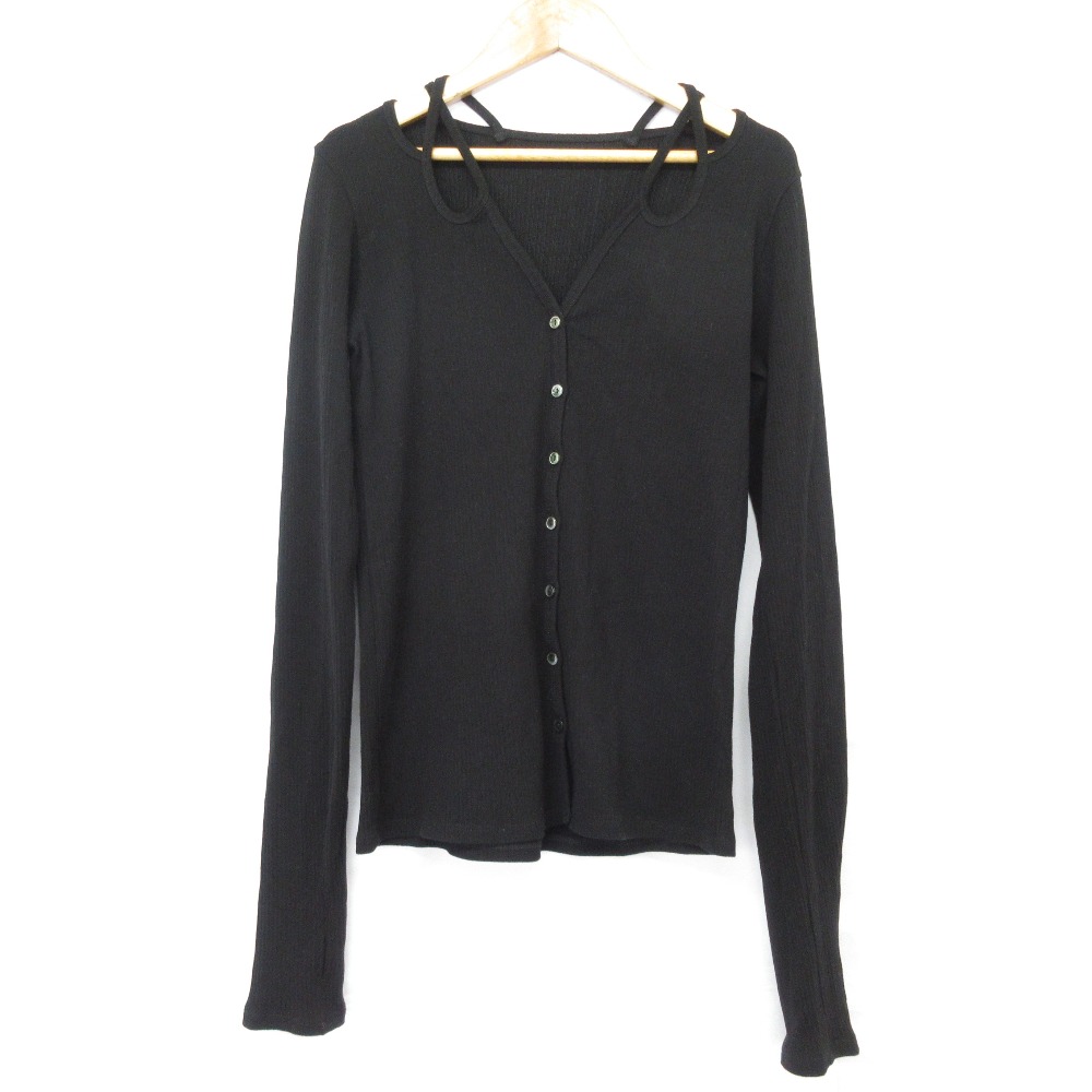 【中古】美品 24AW MURRAL ミューラル Ivy cardigan Vネック リブニット カーディガン サイズ2 ブラック レディース Luxs ブランド古着のリュクス