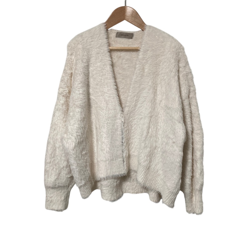 【中古】美品 25AW JUSGLITTY ジャスグリッティー ふわふわトッパーカーディガン サイズ2 ホワイト レディース Luxs ブランド古着のリュクス