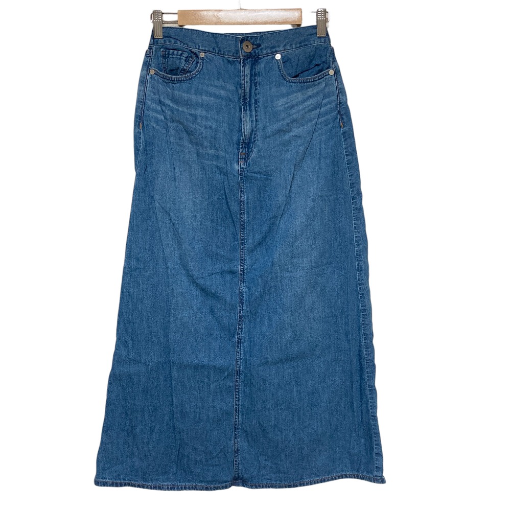 【中古】美品 upper hights アッパーハイツ THE LAZY SKIRT デニム ロングスカート 24 ミッドブルー レディース Luxs ブランド古着のリュクス
