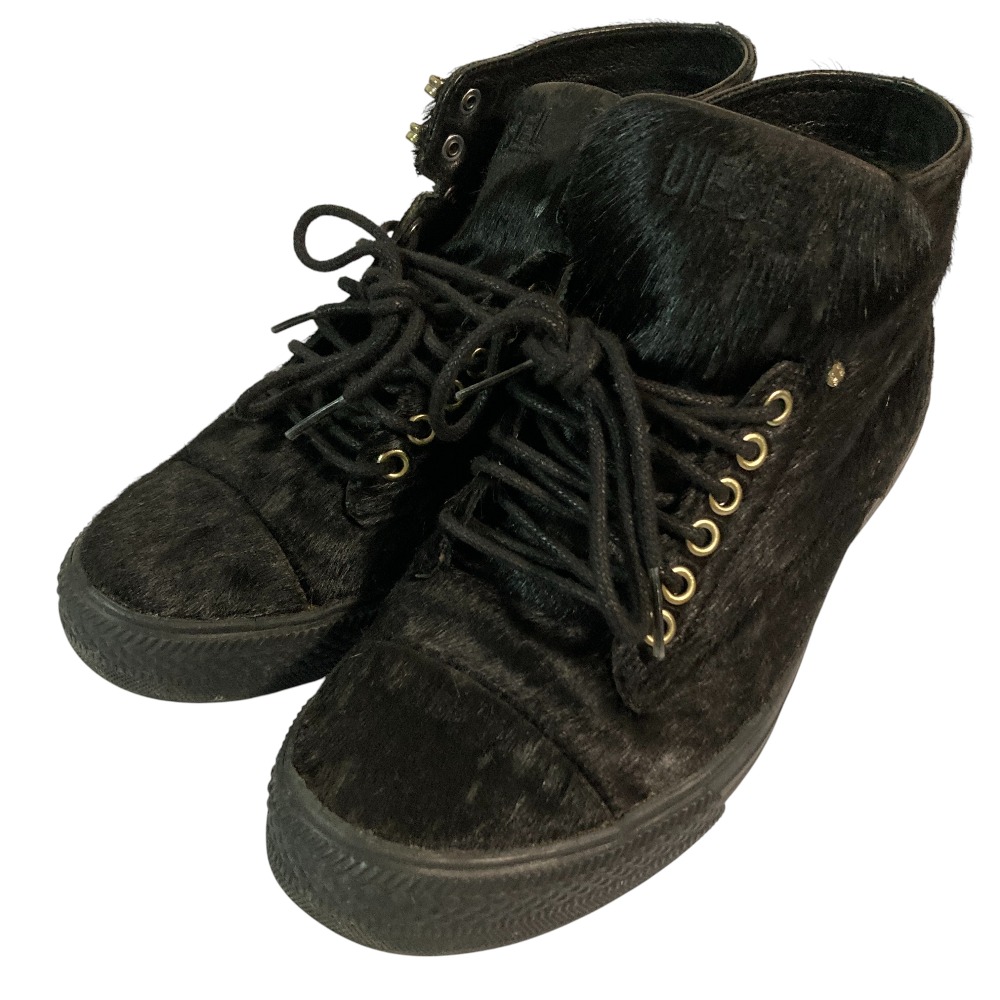 [Used] Good Condition DIESEL DIESEL PERSIS W Harako High Top Sneakers Size 24.5cm Black Ladies Luxs Brand Used Clothes Luxe