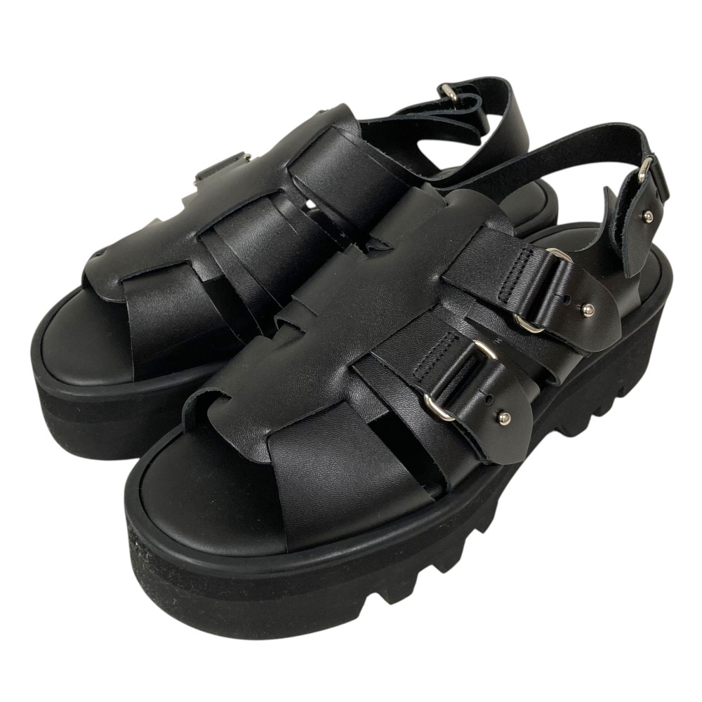 【中古】未使用 HYKE ハイク TOSHINOSUKE TAKEGAHARA BEAUTIFUL SHOES グルカサンダル 24.5cm ブラック レディース Luxs ブランド古着のリュクス