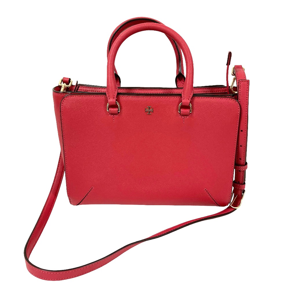 【中古】美品 TORY BURCH トリーバーチ サフィアーノレザー 2wayハンドバッグ ピンク レディース Luxs ブランド古着のリュクス