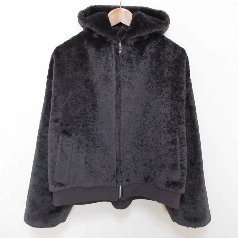 【中古】美品 24AW CALMER カルメール UZZY FUR ZIP ファー フーディー パーカー グレー メンズ Luxs ブランド古着のリュクス