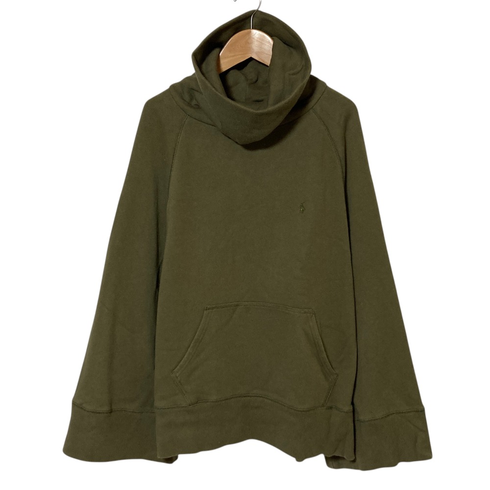 【中古】良品 RALPH LAUREN ラルフローレン ハイネック ポケット付き ラグラン ベルスリーブ スウェットトレーナー 37 カーキ レディース Luxs ブランド古着のリュクス