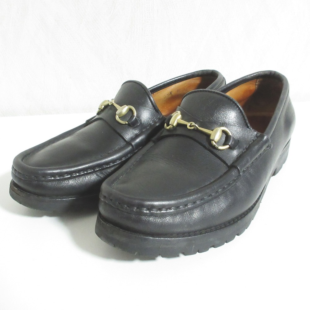 【中古】 GUCCI グッチ ホースビット ローファー スリッポン フラットシューズ 35 1/2 約22.5cm ブラック レディース Luxs ブランド古着のリュクス
