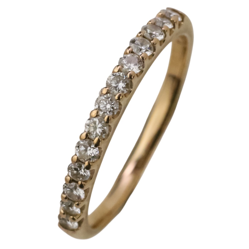 【中古】美品 Vendome Aoyama ヴァンドーム青山 K18 ダイヤモンド 0.23ct ハーフ エタニティリング 指輪 7号 イエローゴールド レディース Luxs ブランド古着のリュクス
