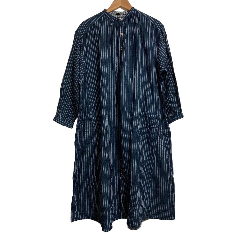 【中古】美品 45R フォーティーファイブアール ふわふわ二重織のドレス (インディゴ) ノーカラーシャツワンピース 70150124 ネイビー レディース Luxs ブランド古着のリュクス|Luxs(ブランド古着のリュクス)
