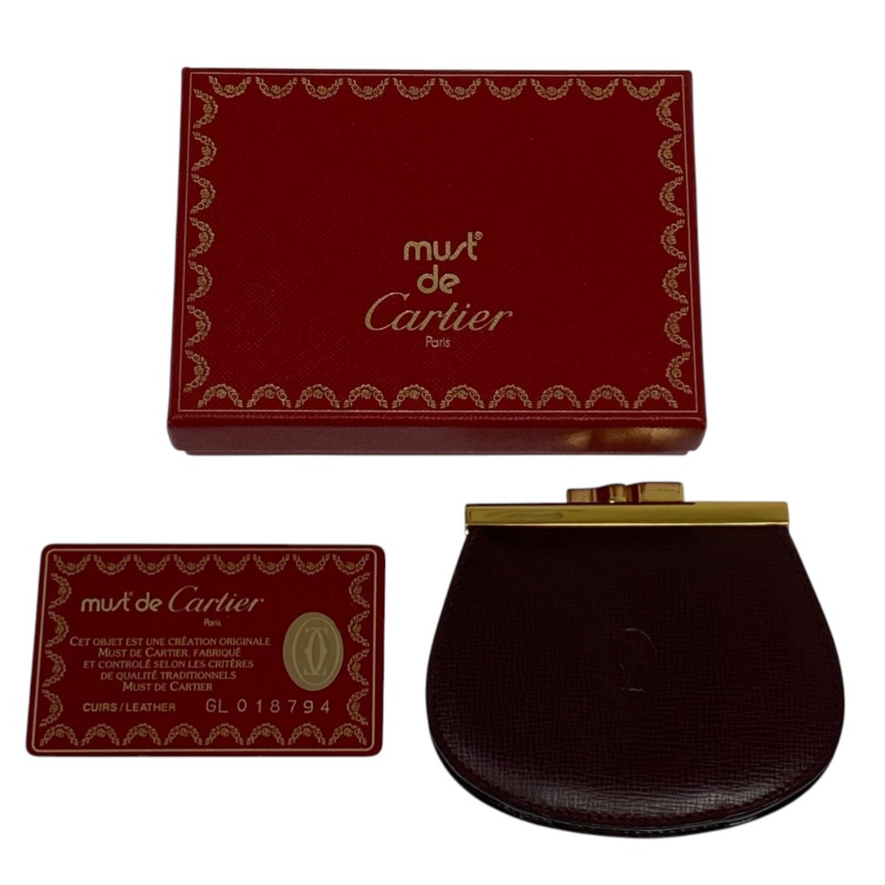 【中古】美品 Cartier カルティエ マストライン がま口 コインケース ボルドー レディース Luxs ブランド古着のリュクス