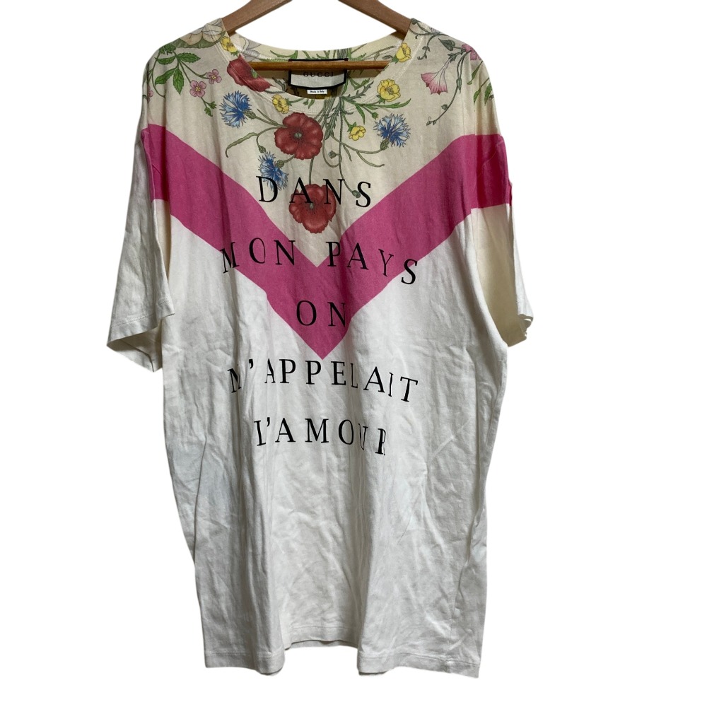 【中古】 GUCCI グッチ フローラプリント オーバーサイズ Tシャツ サイズXS ホワイト メンズ Luxs ブランド古着のリュクス