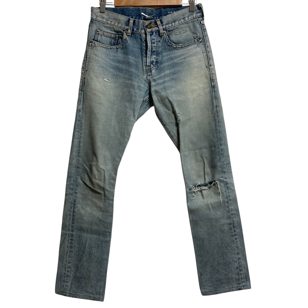 【中古】美品 SAINT LAURENT PARIS サンローランパリ ダメージ加工 デニムパンツ ジーンズ サイズ27 インディゴ メンズ Luxs ブランド古着のリュクス