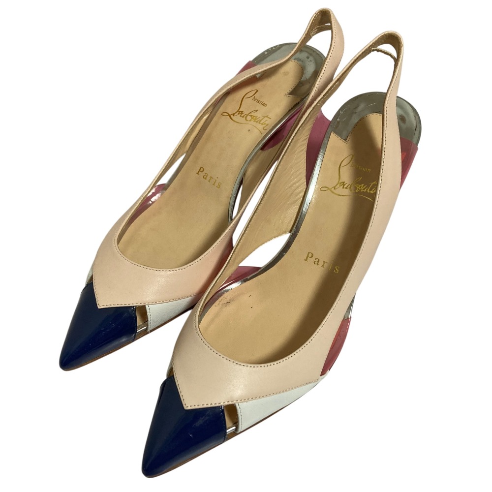 【中古】良品 Christian Louboutin クリスチャンルブタン ポインテッドトゥ スリングバックパンプス サイズ35.5 22.5cm相当 マルチカラー レディース Luxs ブランド古着のリュクス