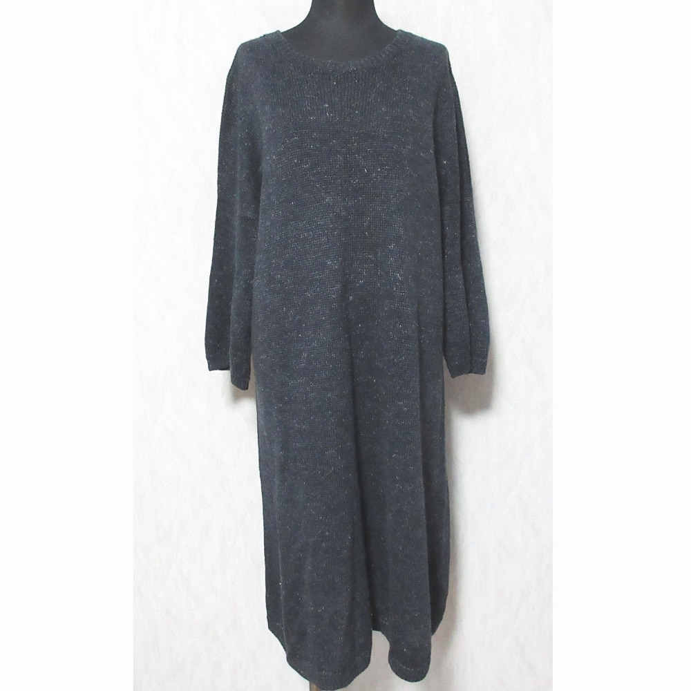 【中古】美品 45R フォーティファイブアール リネンニットワンピース 5038032 サイズ0 ネイビー レディース Luxs ブランド古着のリュクス