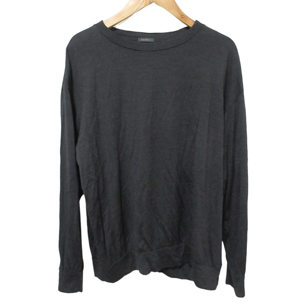 【中古】美品 23SS COMOLI コモリ サマーウール長袖クルーTシャツ ロングスリーブカットソー 2 ブラック メンズ Luxs ブランド古着のリュクス