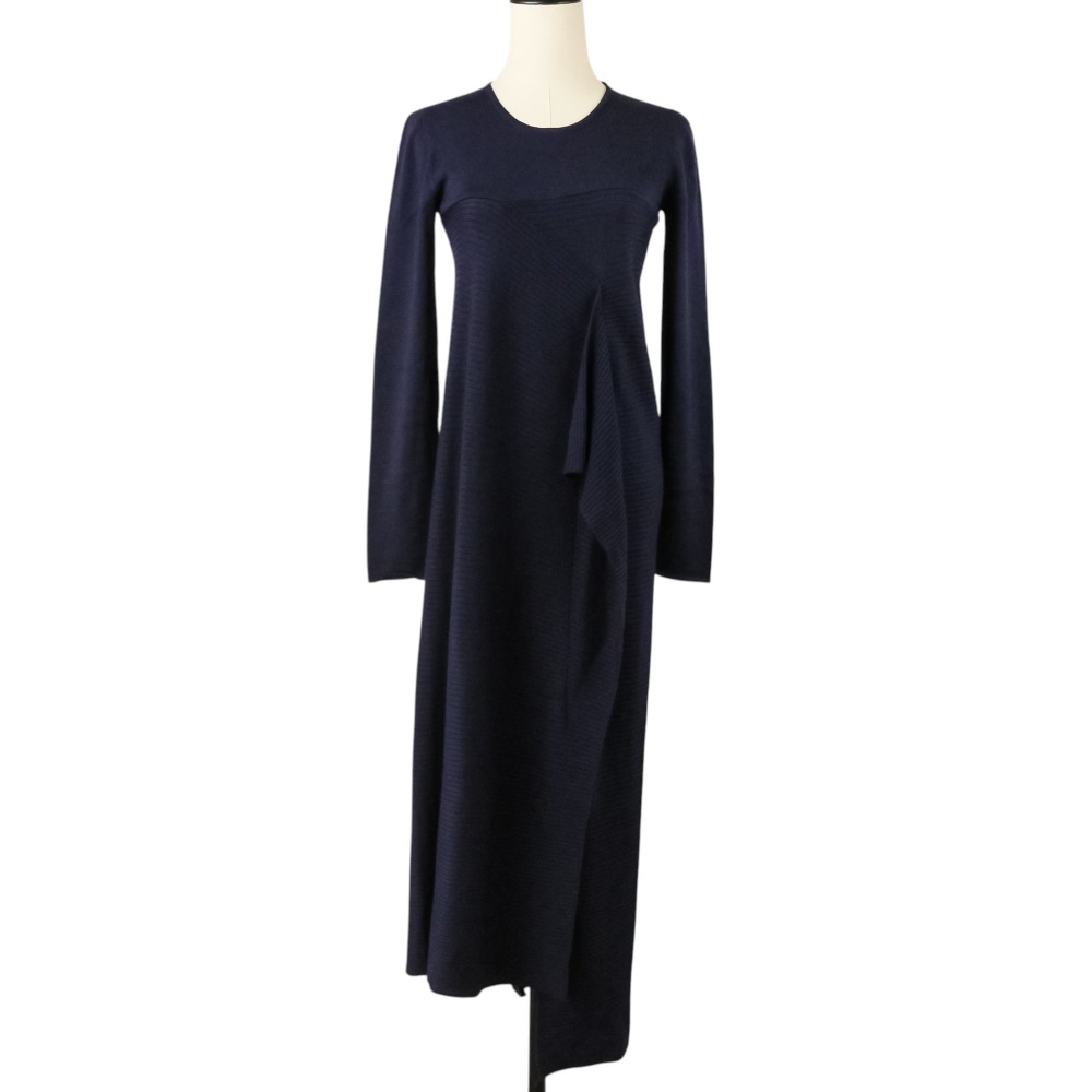 【中古】美品 Maison Margiela メゾンマルタンマルジェラ1 フリルニット ドレス ワンピース S31CT0860 ネイビー レディース Luxs ブランド古着のリュクス