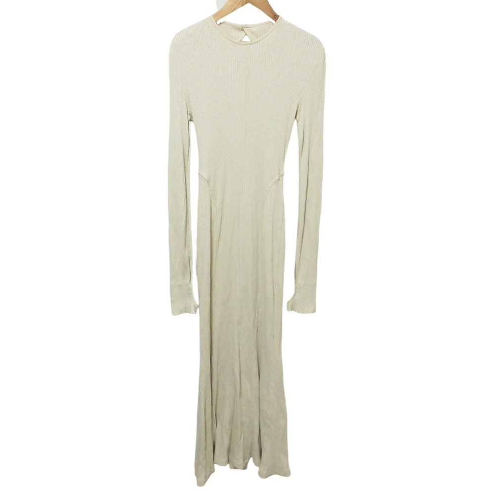 【中古】美品 マメクロゴウチ Crew Neck Open Back Ribbed Jersey Dress オープンバックリブワンピース MM22SS-JS026 サイズ2 ベージュ レディース Luxs ブランド古着のリュクス