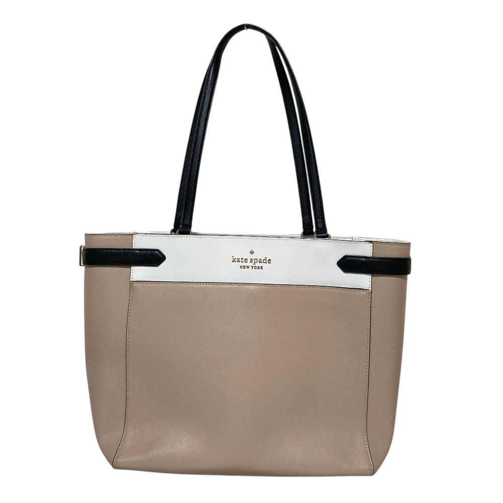 【中古】美品 kate spade new york ケイトスペード ニューヨーク レザートートバッグ WKRU7098 ベージュ レディース Luxs ブランド古着のリュクス