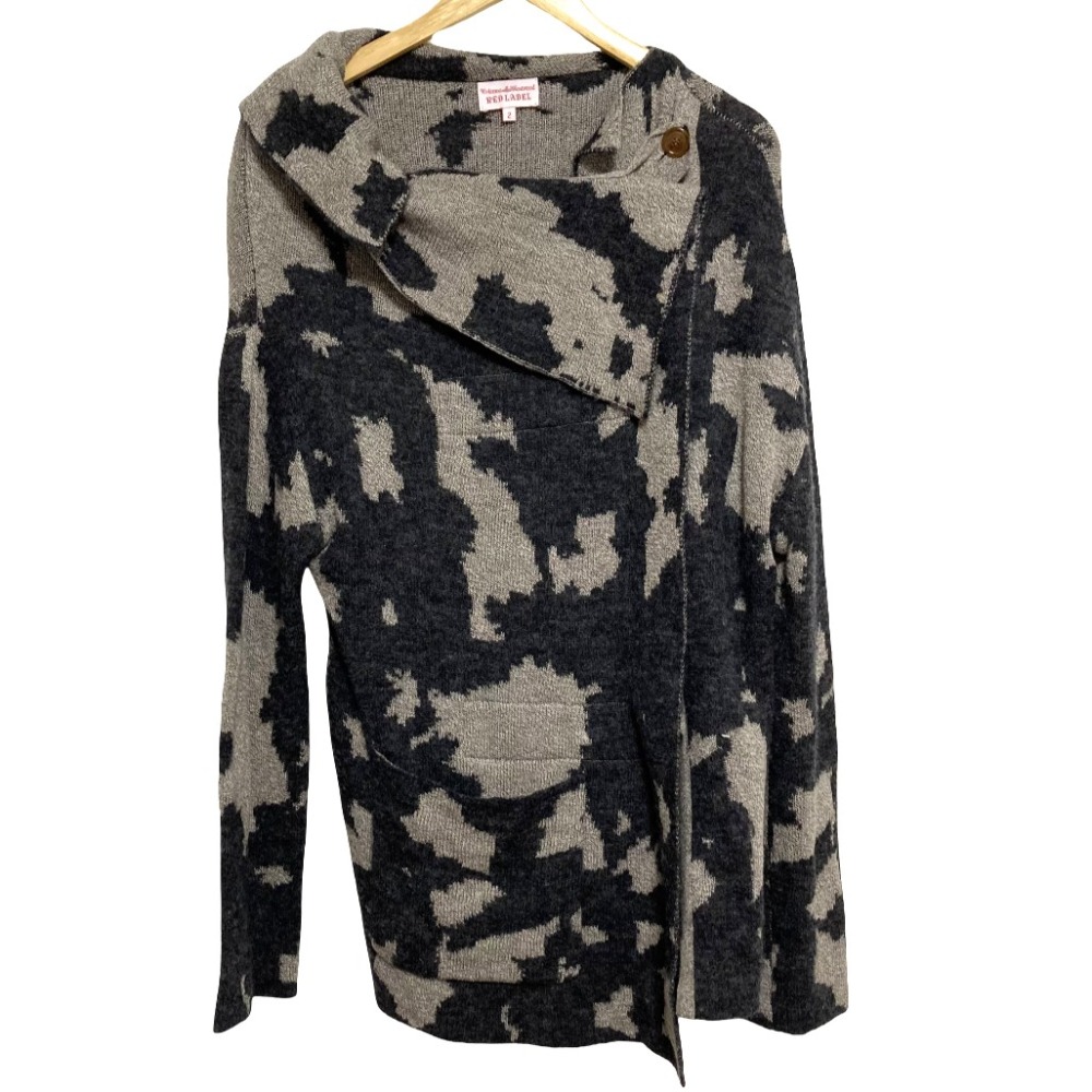 【中古】美品 Vivienne Westwood RED LABEL ヴィヴィアンウエストウッド レッドレーベル ジャガードニットコート サイズ2 ブラック グレー レディース Luxs ブランド古着のリュクス