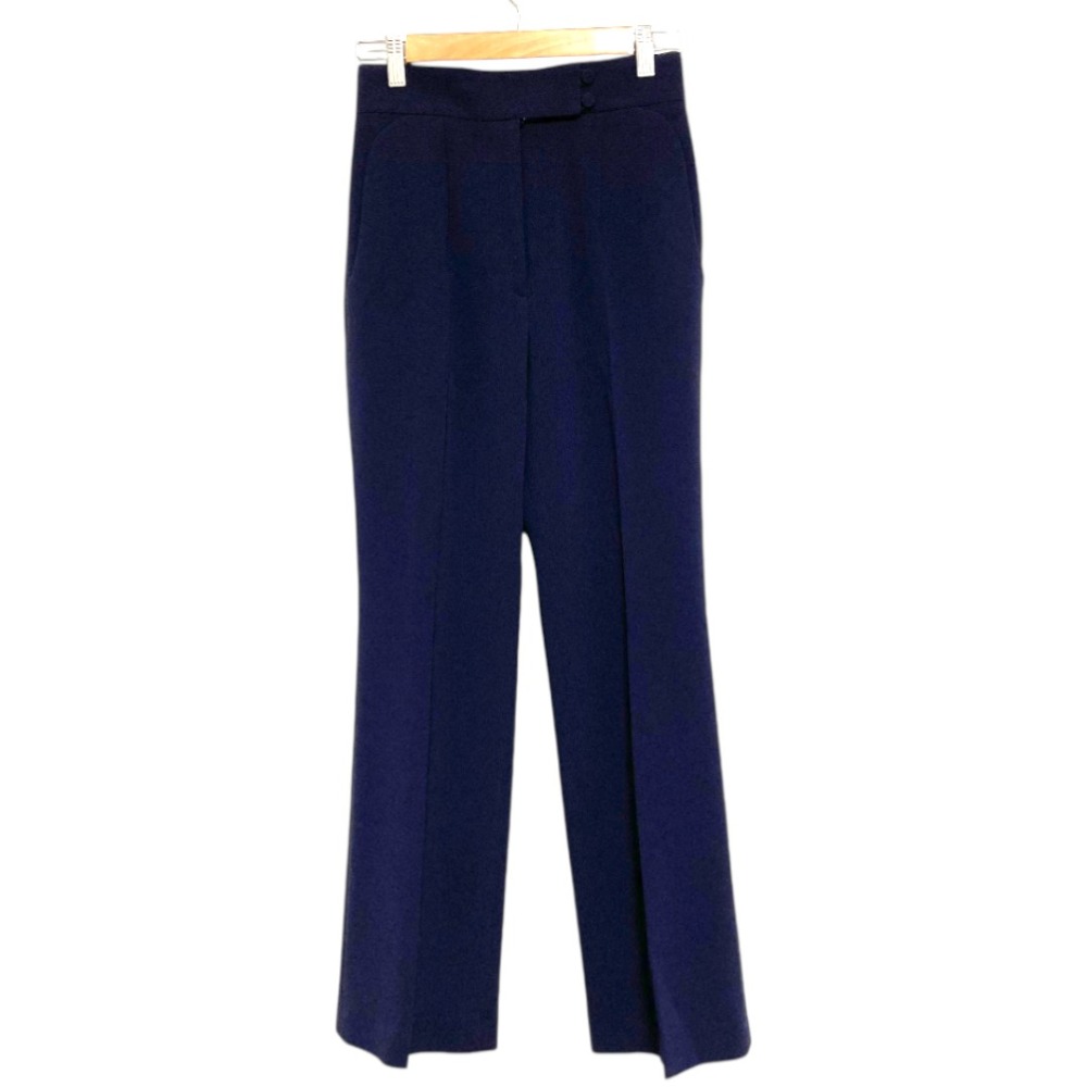【中古】美品 25SS Mame Kurogouchi マメクロゴウチ Acetate Polyester High Waisted Center Creased Suit Trousers パンツ サイズ1 ネイビー レディース Luxs ブランド古着のリュクス