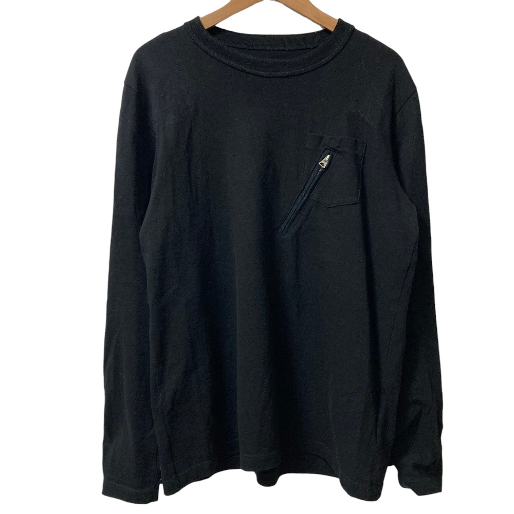 【中古】美品 sacai サカイ Cotton L/S T-Shirt ファスナーポケット ロングスリーブ Tシャツ カットソー 20-02374M サイズ2 ブラック メンズ Luxs ブランド古着のリュクス
