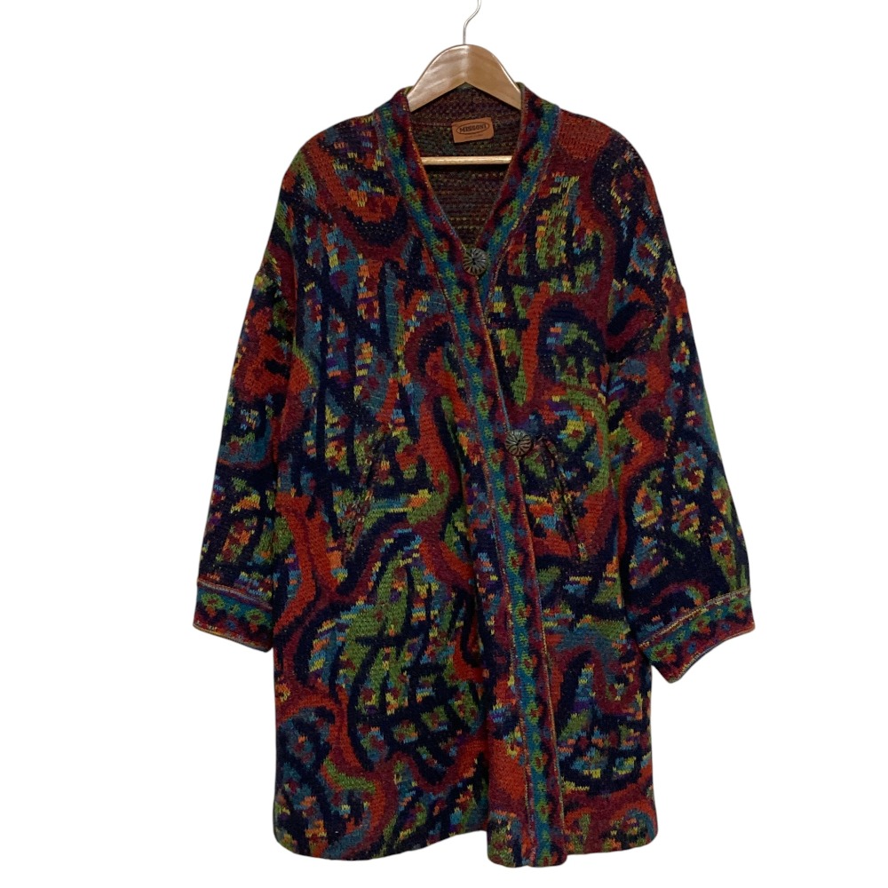 【中古】良品 Missoni ミッソーニ ジャガードニットコート サイズM マルチカラー レディース Luxs ブランド古着のリュクス