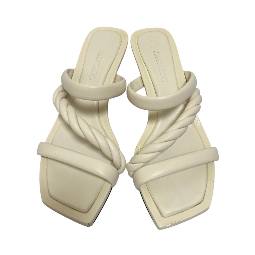 【中古】良品 JIMMY CHOO ジミーチュウ DIOSA ナッパレザー サンダル サイズ37 24cm相当 ホワイト レディース Luxs ブランド古着のリュクス