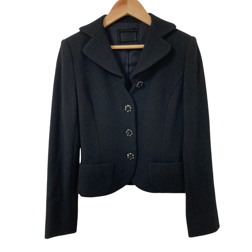 【中古】 FOXEY BOUTIQUE フォクシーブティック ジュエルボタン ツイードジャケット 36327 サイズ38 ブラック レディース Luxs ブランド古着のリュクス