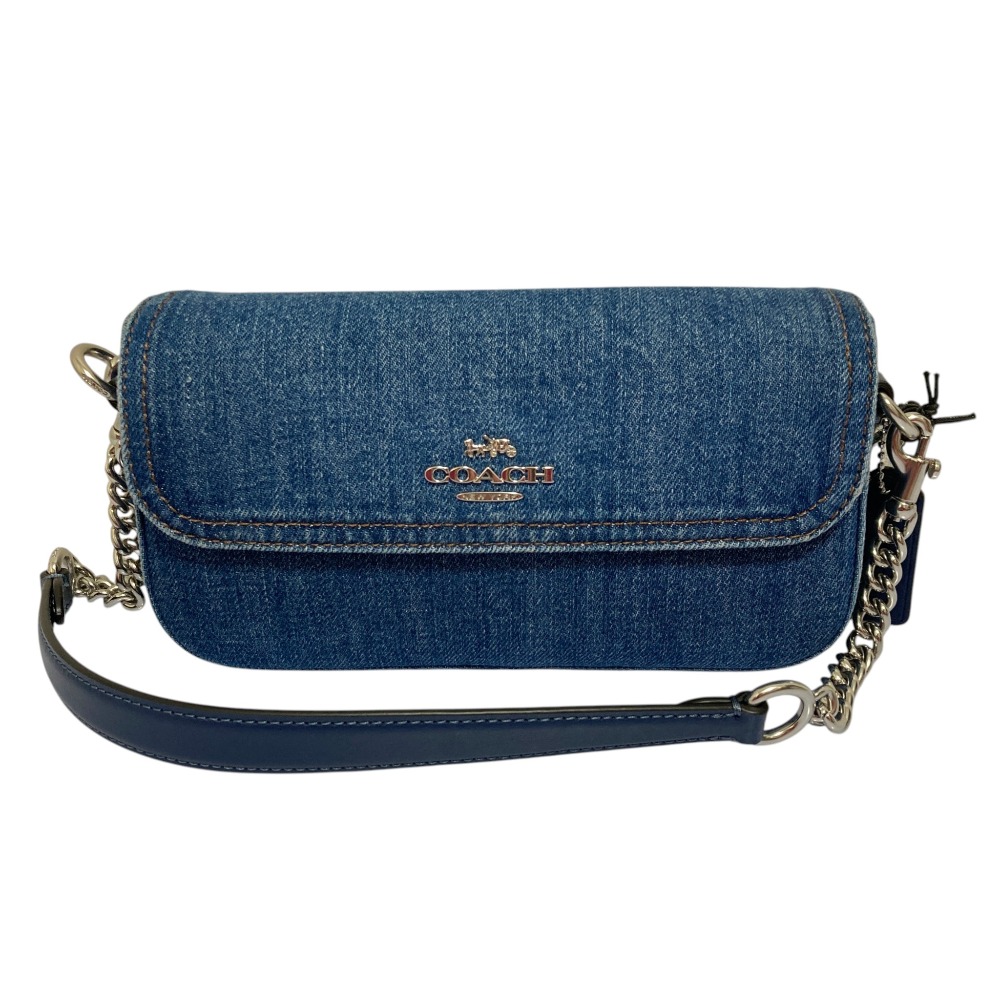 【中古】未使用 COACH コーチ デニム ヘイリー フラップ 2way バッグ CAN96 インディゴブルー レディース Luxs ブランド古着のリュクス