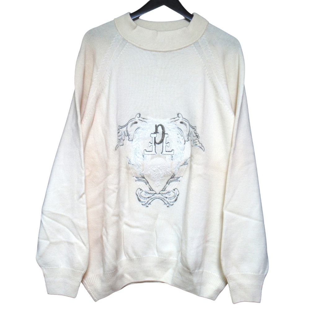 【中古】美品 GIANFRANCO FERRE ジャンフランコフェレ ロゴエンブロイダリー 長袖 モックネック ニット セーター サイズEU54 アイボリー メンズ Luxs ブランド古着のリュクス｜Luxs（ブランド古着のリュクス）