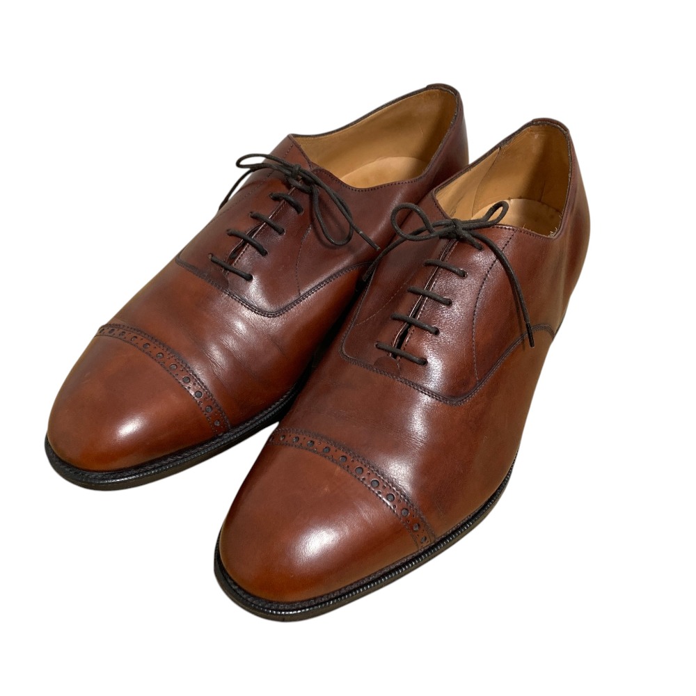 【中古】美品 Lloyd Footwear ロイドフットウェア エドワードグリーン 旧工場 パンチドキャップトゥ ビジネスシューズ サイズ10 29cm ブラウン メンズ Luxs ブランド古着のリュクス