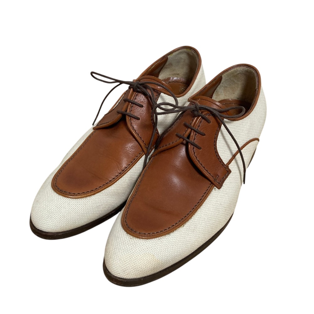【中古】良品 LOUIS VUITTON ルイヴィトン レザー×キャンバス ビジネスシューズ 約26cm ブラウン×エクリュ メンズ Luxs ブランド古着のリュクス 21,510円