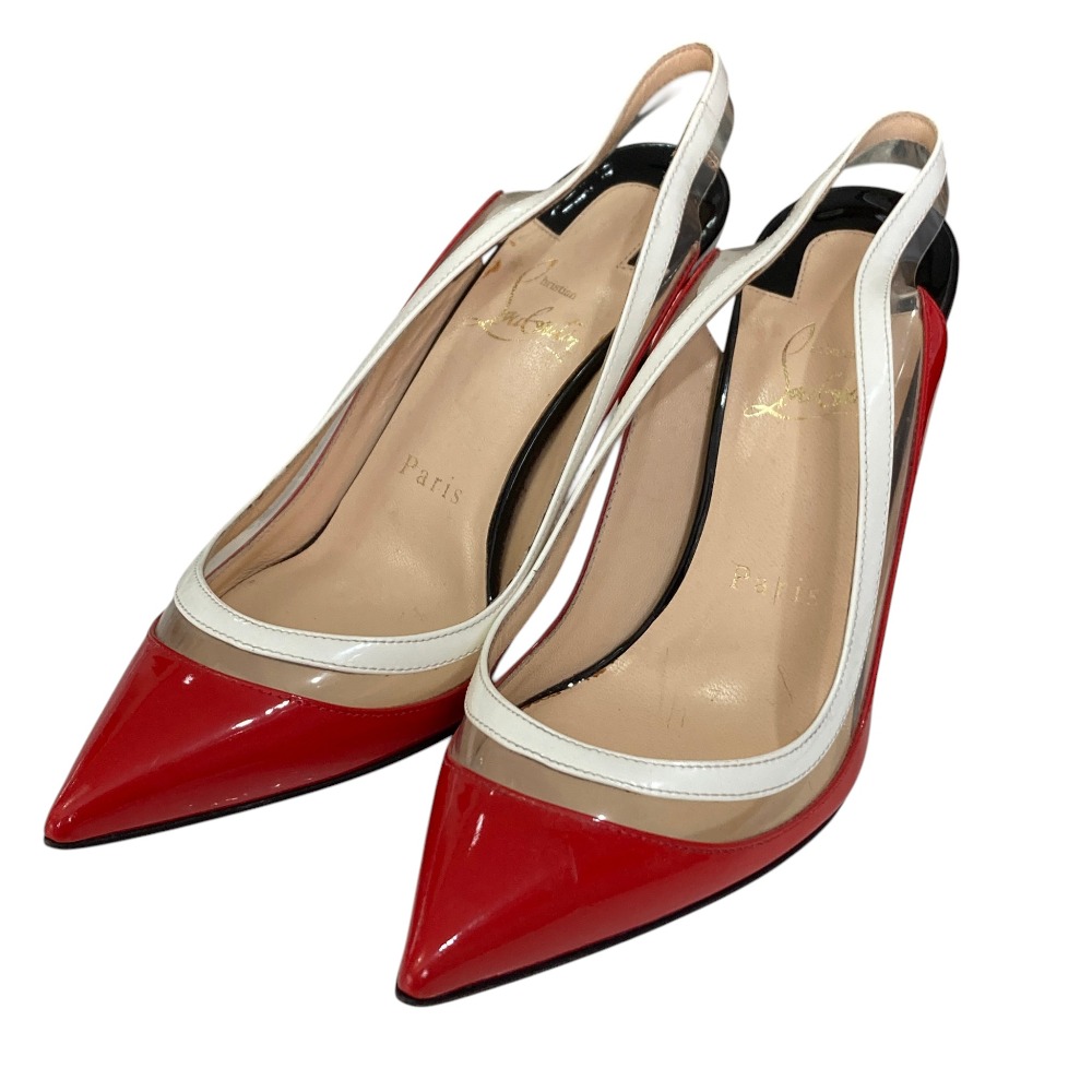 【中古】美品 Christian Louboutin クリスチャンルブタン パテントレザー スリングバックパンプス 35 22.0cm相当 レッド系 レディース Luxs ブランド古着のリュクス|Luxs(ブランド古着のリュクス)
