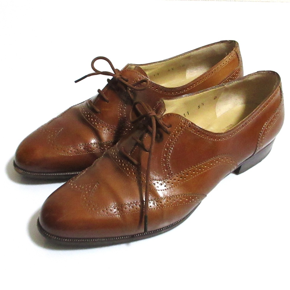 【中古】良品 Salvatore Ferragamo サルヴァトーレフェラガモ ウイングチップ レザー レースアップシューズ サイズ5.5D 約23.0cm ブラウン レディース Luxs ブランド古着のリュクス