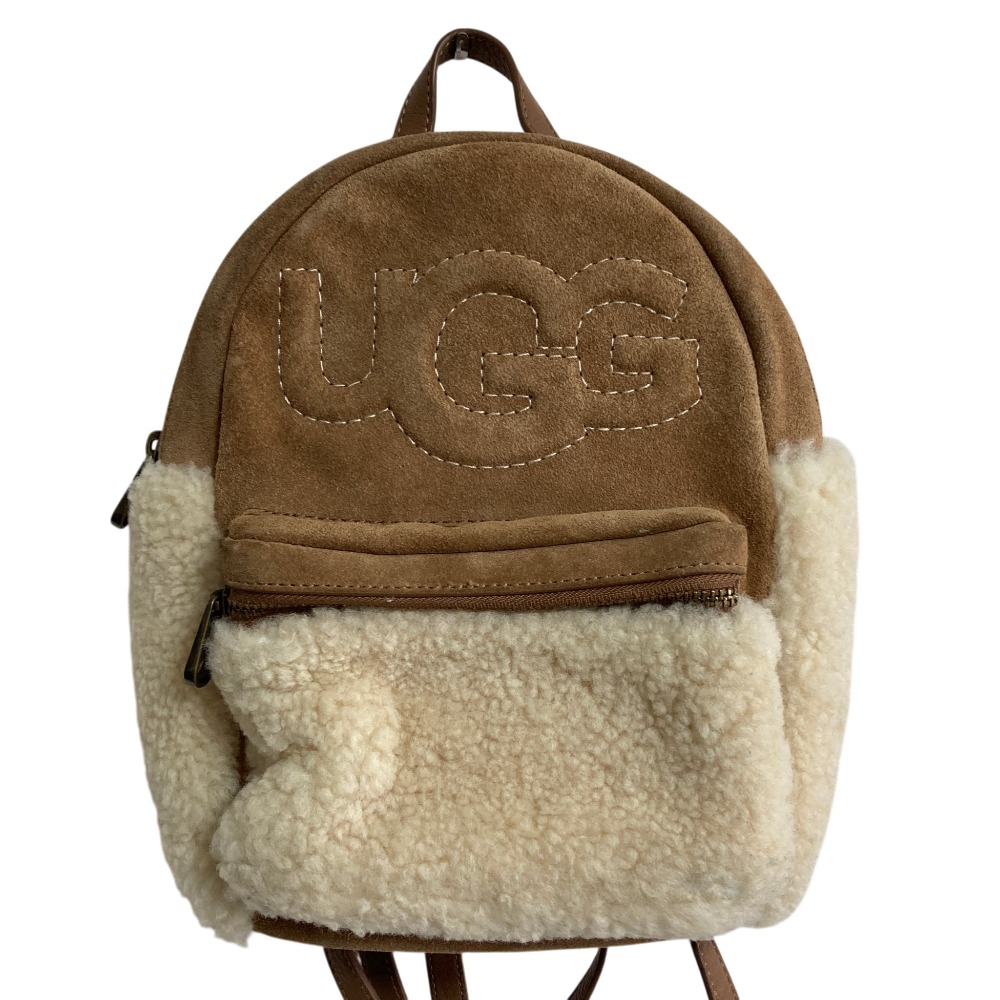 【中古】美品 UGG アグ ムートンミニリュック ブラウン ベージュ レディース Luxs ブランド古着のリュクス
