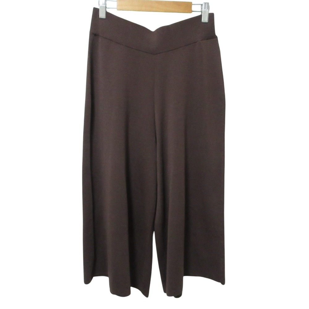 【中古】未使用 ANAYI アナイ ニット イージー クロップド ワイドパンツ 38 ブラウン レディース Luxs ブランド古着のリュクス