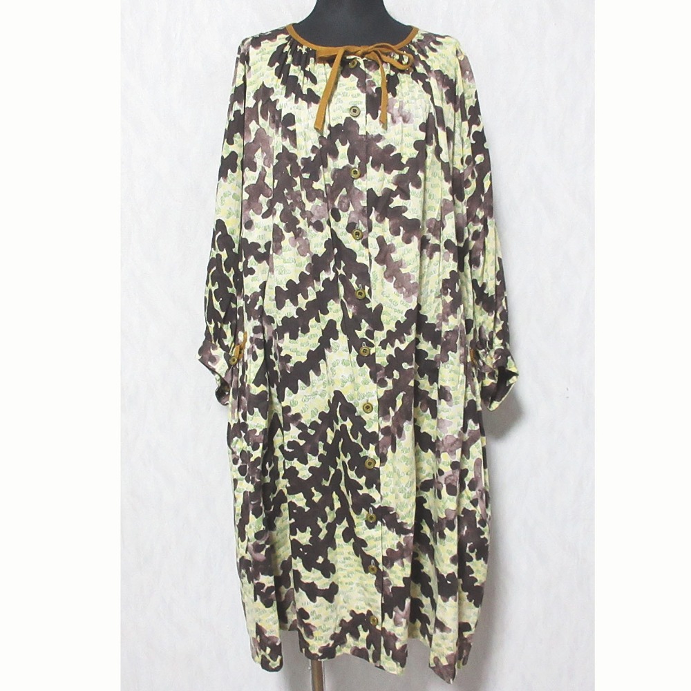 【中古】美品 mina perhonen ミナペルホネン fir tree ワンピース na3585 36 イエロー グリーン ブラウン レディース Luxs ブランド古着のリュクス｜Luxs（ブランド古着のリュクス）