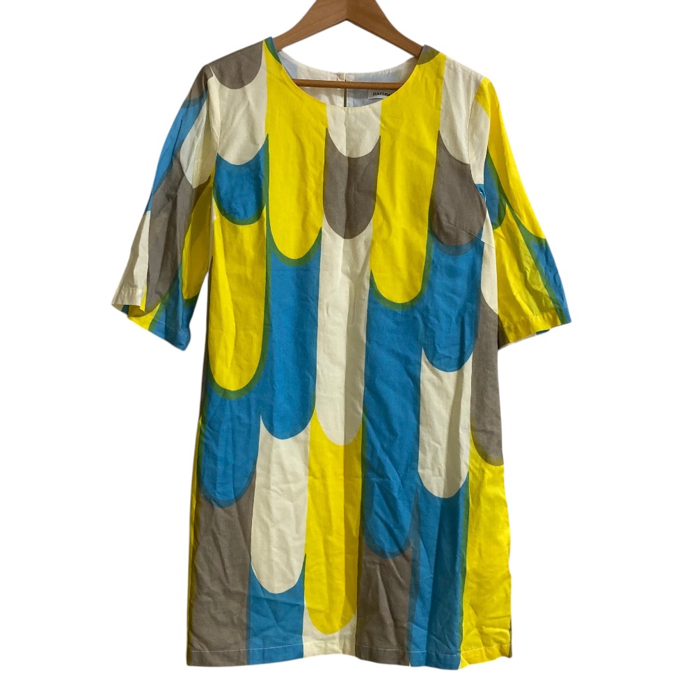 【中古】美品 marimekko マリメッコ Pieni Ritari ハーフスリーブ ミニワンピース チュニック サイズ34 マルチカラー レディース Luxs ブランド古着のリュクス