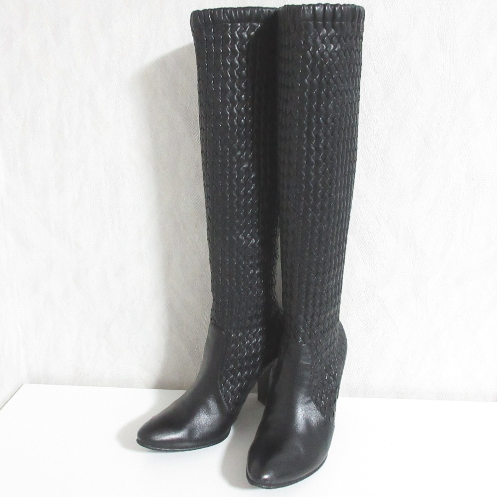 【中古】良品 BOTTEGA VENETA ボッテガヴェネタ イントレチャート ロングブーツ 38.5 25.5cm程度 ブラック レディース Luxs ブランド古着のリュクス｜Luxs（ブランド古着のリュクス） 21,510円