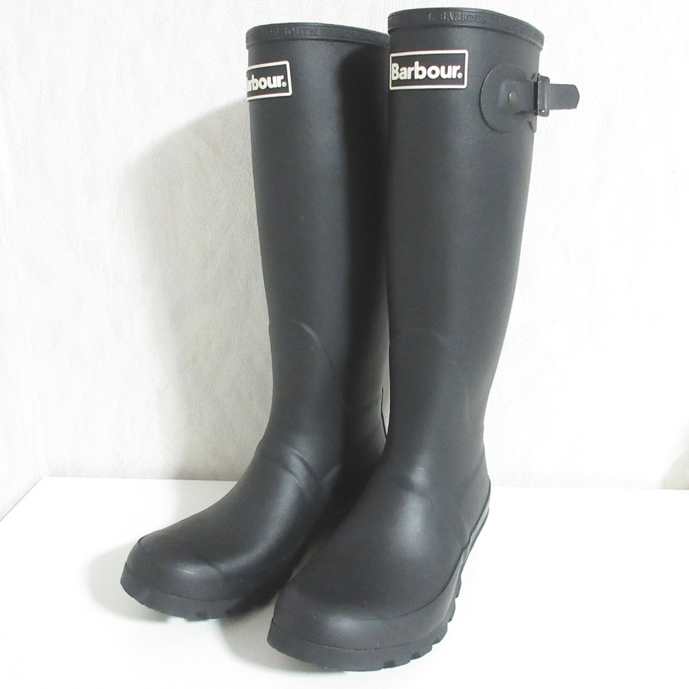 【中古】美品 Barbour バブアー BEDE TALL WELLY レインブーツ LRF0043BK11 サイズUK6 25-25.5cm程度 ブラック レディース Luxs ブランド古着のリュクス