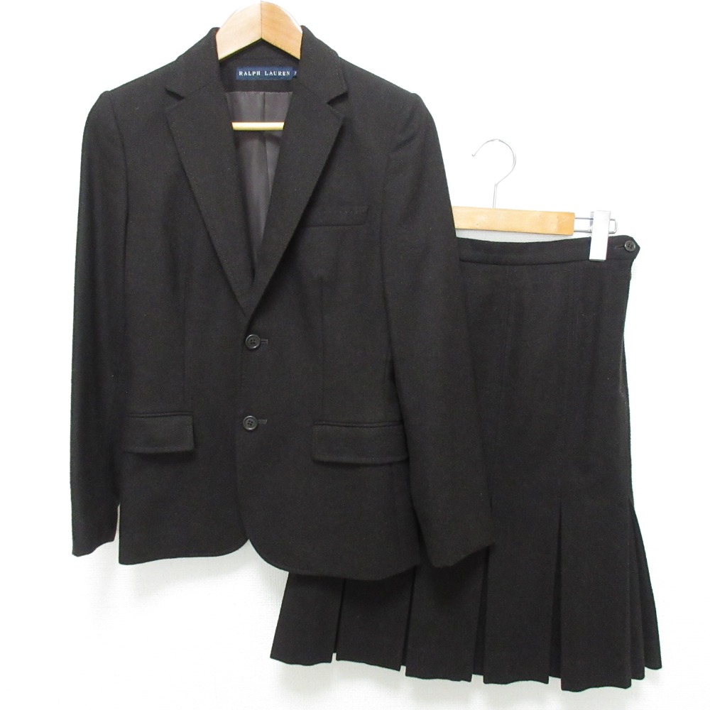 【中古】良品 RALPH LAUREN ラルフローレン カシミヤブレンド ウール テーラードジャケット プリーツスカートスーツ セットアップ 7 ブラウン レディース Luxs ブランド古着のリュクス