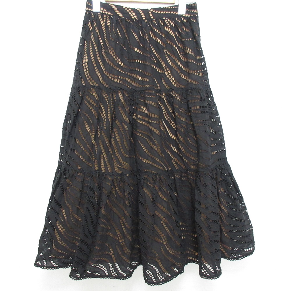 【中古】美品 23AW MICHAEL MICHAEL KORS マイケル マイケルコース ゼブラ柄アイレットレース スカート サイズ0 ブラック レディース Luxs ブランド古着のリュクス