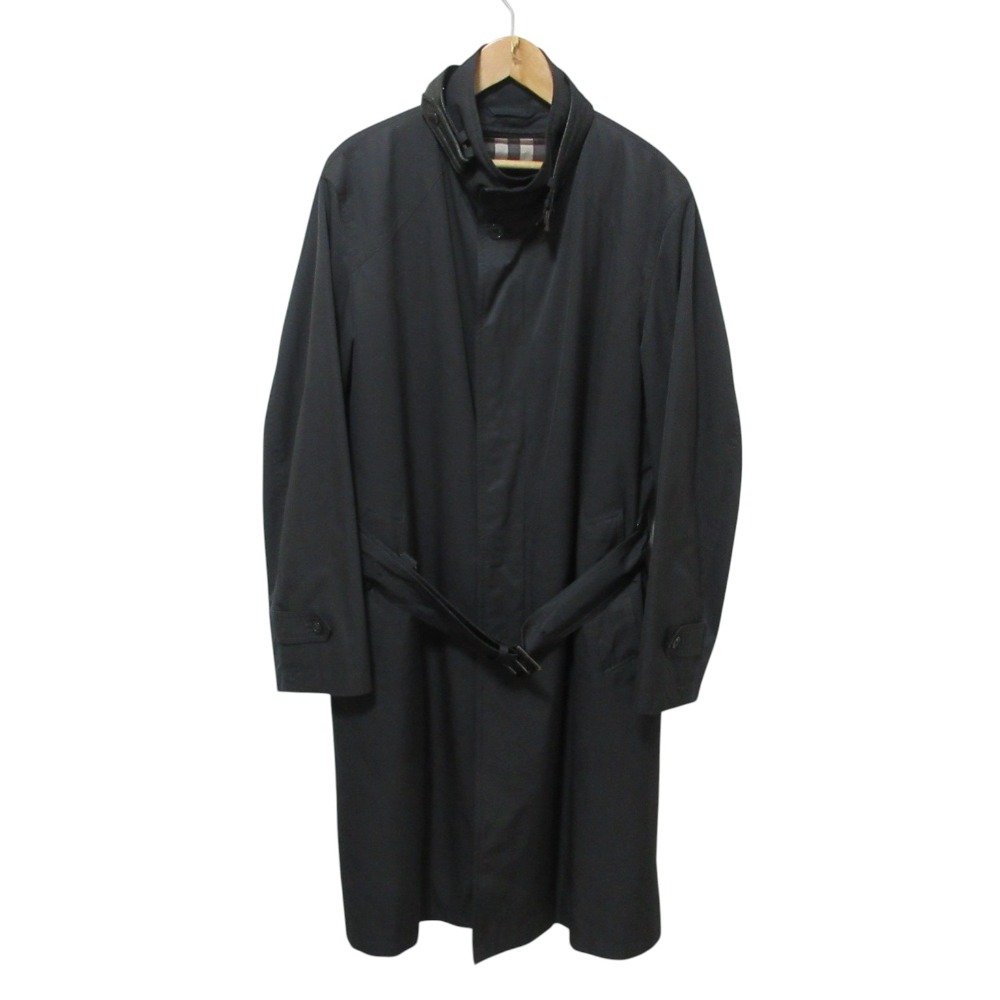 【中古】良品 BURBERRY バーバリー スタンドカラー ライナー付き ベルテッド ナイロンコート ブラック メンズ レディース Luxs ブランド古着のリュクス