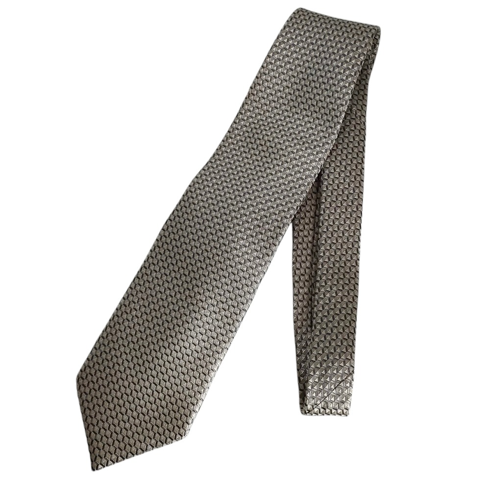 【中古】未使用 GIORGIO ARMANI ジョルジオアルマーニ 総柄 シルク100％ ワイドタイ ネクタイ グレー メンズ Luxs ブランド古着のリュクス