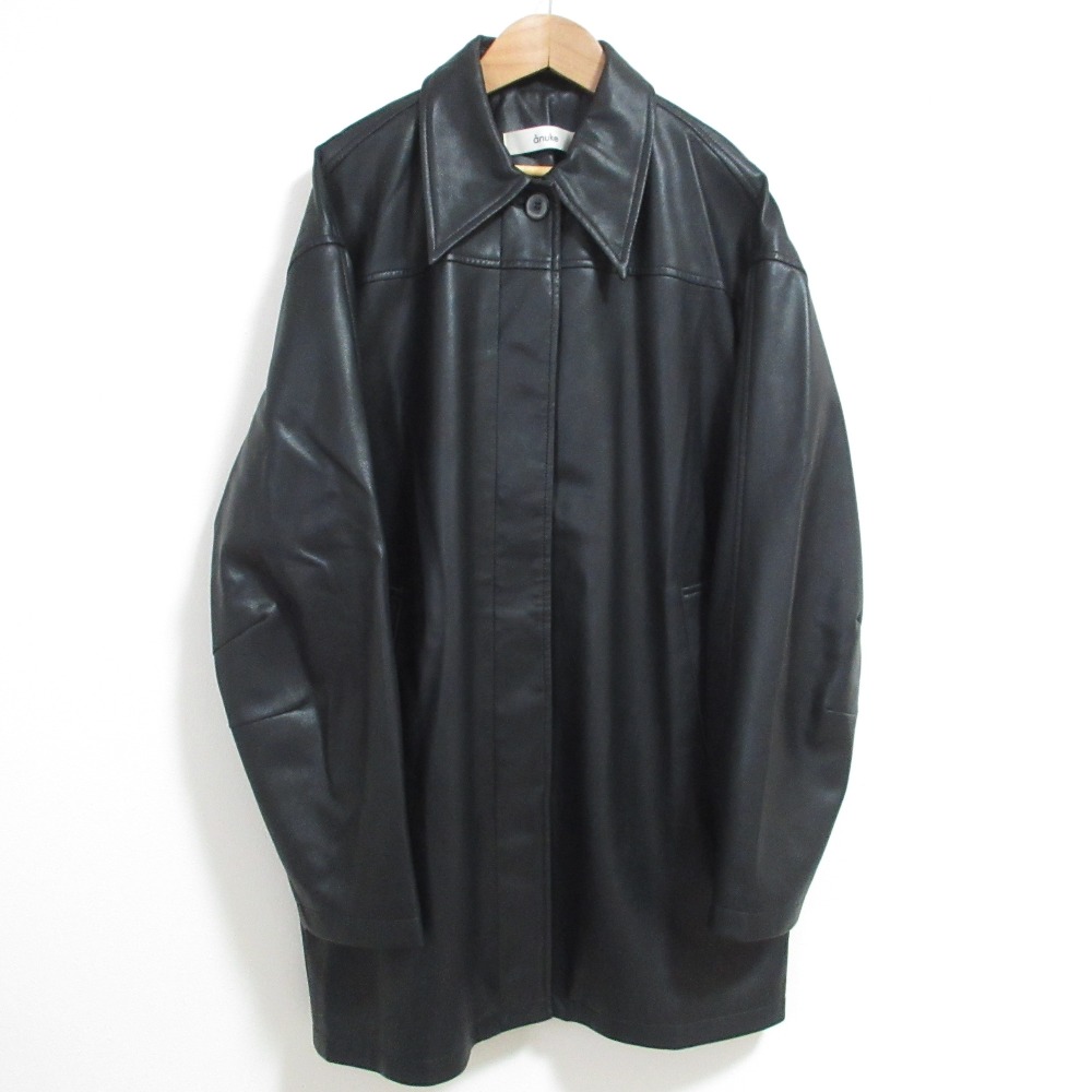 【中古】良品 anuke アンヌーク Ecoleather Over Jacket エコレザー オーバーサイズジャケット 38サイズ ブラック レディース Luxs ブランド古着のリュクス|Luxs(ブランド古着のリュクス)