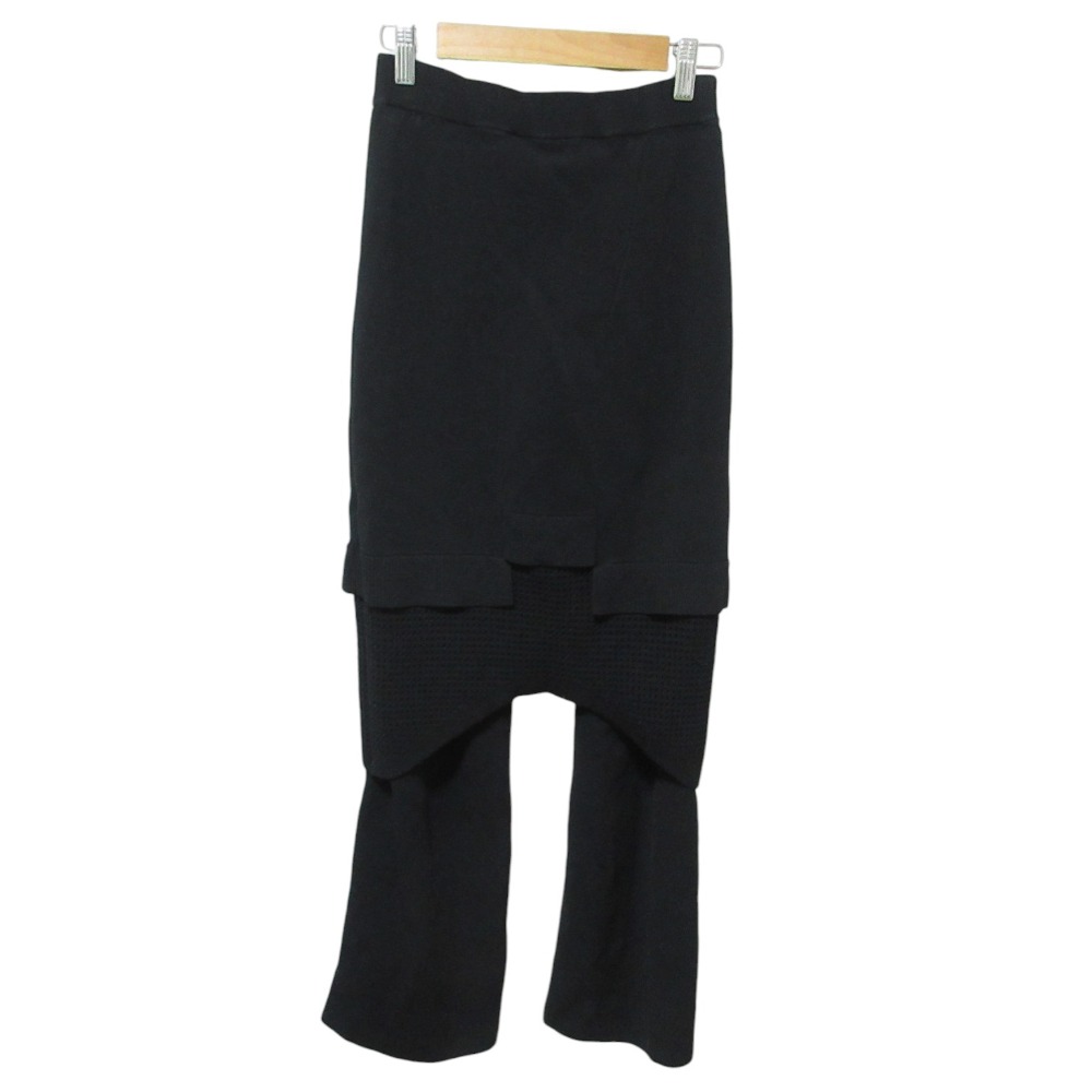 【中古】美品 25AW UN3D アンスリード MESH SKIRT LAYER PT レイヤード ニット パンツ 522550700101 サイズ38 ブラック レディース Luxs ブランド古着のリュクス